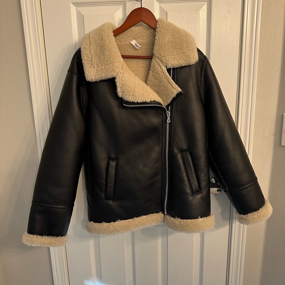 Shearling vegan leather jacket